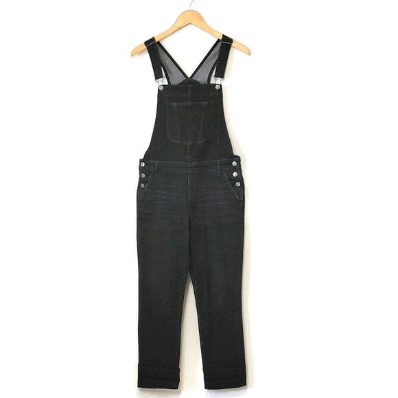Abercrombie & Fitch Black Denim Overalls Straight Leg Crop Utility Style 90's S - Picture 16 of 16